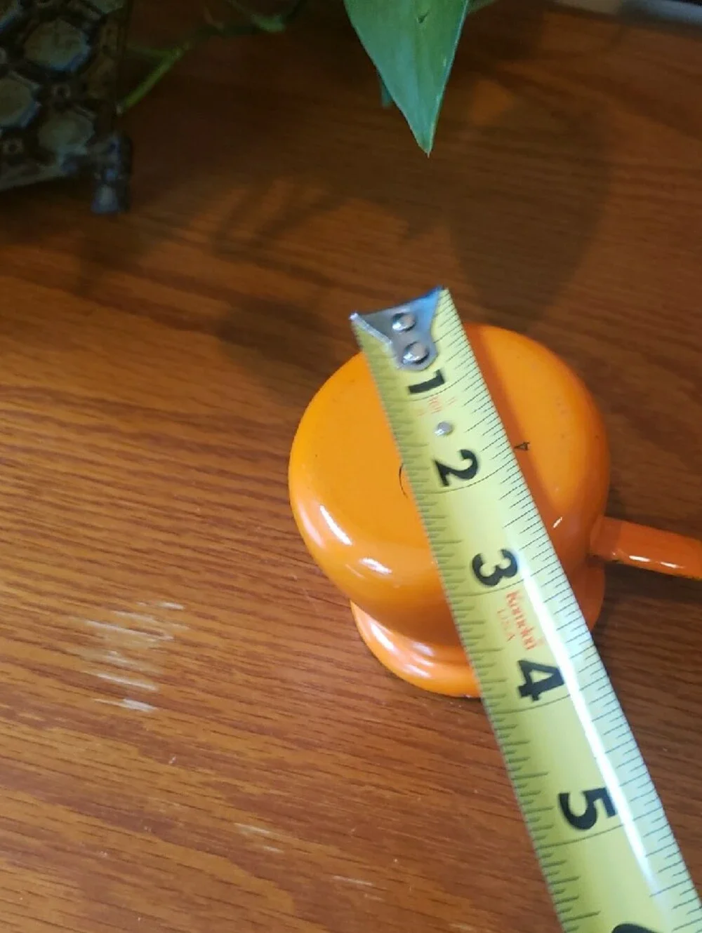 Vtg Bright Orange Enameled Fondue/ Melted Butter Pourer